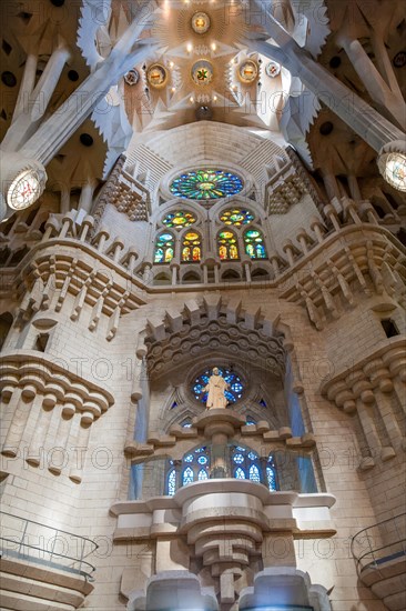 Interior of the Sagrada Familia or Basilica i Temple Expiatori de la Sagrada Familia