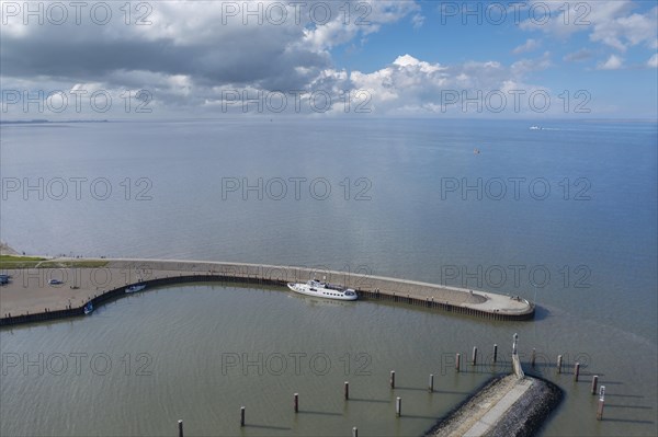 Aerial view with harbour pier