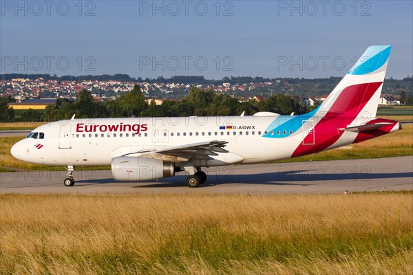 An Airbus A319 of Eurowings with the registration D-AGWX at Stuttgart Airport
