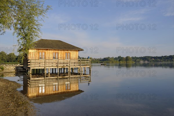 Bird watching hut at the mouth of the Prien into the Chiemsee