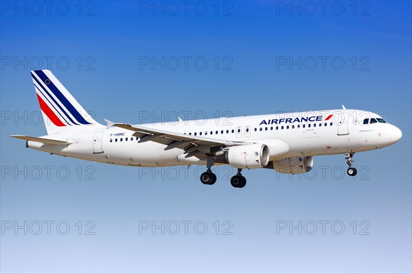 An Air France Airbus A320 with registration F-HBNC lands at Paris Orly Airport
