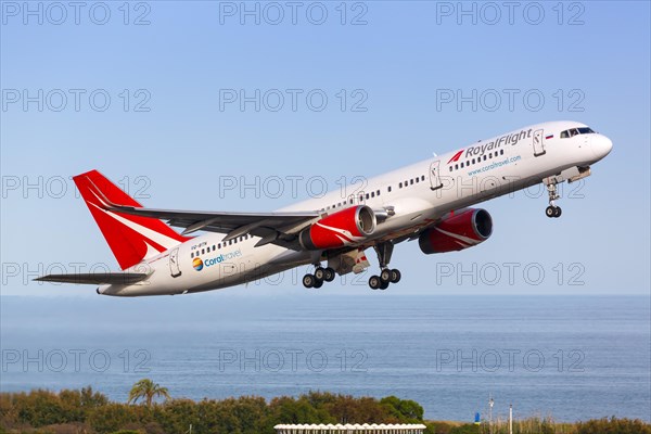 A Royal Flight Boeing 757-200 with registration VQ-BTN takes off from Barcelona Airport