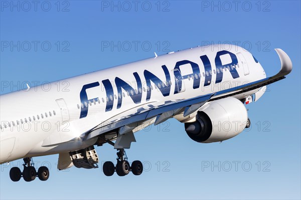 A Finnair Airbus A350-900 with the registration OH-LWA takes off from Helsinki Airport