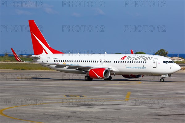 A RoyalFlight Boeing 737-800 with registration VQ-BRF at Rhodes Airport