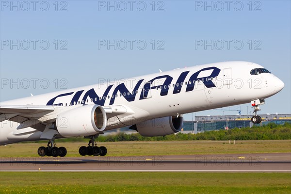 A Finnair Airbus A350-900 with the registration OH-LWI takes off from Helsinki Airport