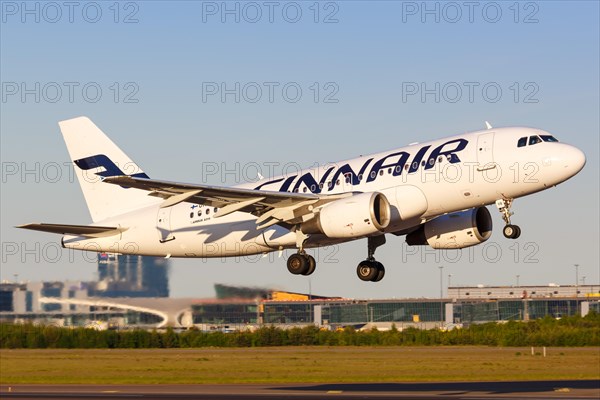 A Finnair Airbus A319 with the registration OH-LVB takes off from Helsinki Airport