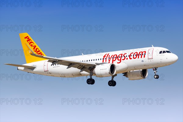 A Pegasus Airlines Airbus A320neo with the registration TC-NBO lands at Paris Orly Airport
