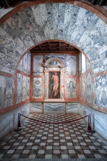 Room decorated with marble and mural