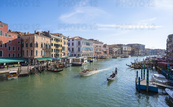 Gondolas on the Grand Canal at the Rialto Bridge