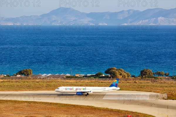 An Airbus A321 aircraft of Small Planet Airlines Polska with registration number SP-HAU at Rhodes Airport
