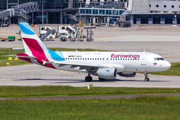 A Eurowings Airbus A319 with the registration D-ABGH at Stuttgart Airport