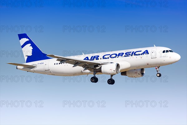 An Air Corsica Airbus A320 with registration F-HZGS lands at Paris Orly Airport