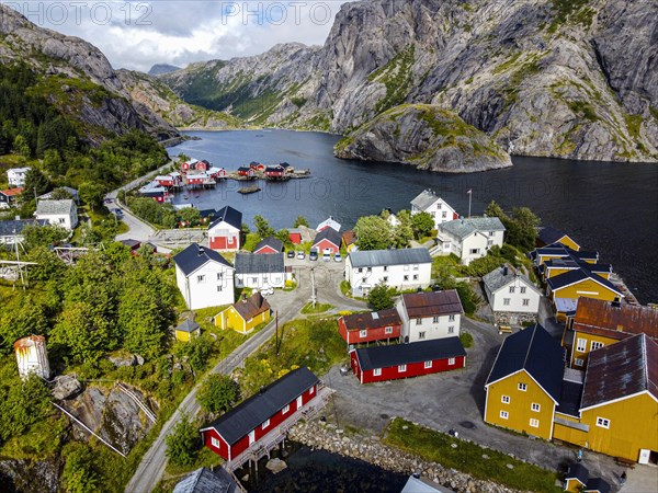 Aerial of the village of Nusfjord