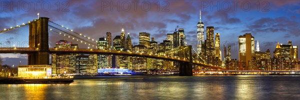 New York City Skyline Night Panorama Manhattan Brooklyn Bridge World Trade Center WTC in New York
