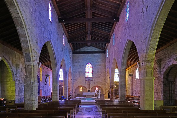 Interior Gothic church Eglise Notre Dame des Sablons