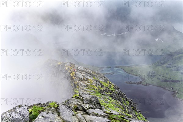 Fjords and mountains in the fog
