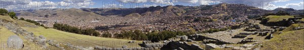 View from the Inca ruins Sacsayhuaman to the city