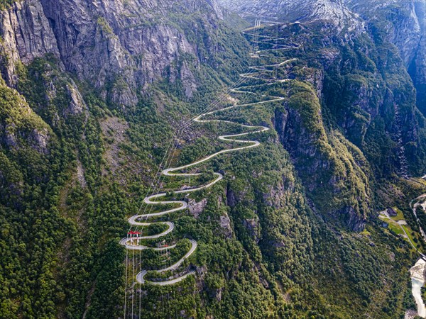 Zigzag road leading down to Lysebodn