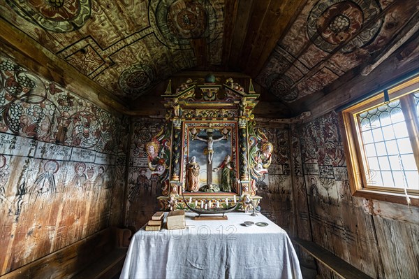 Wall paintings in the Unesco world heritage site Urnes Stave Church