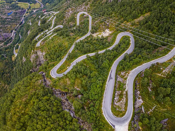 Zigzag road leading down to Lysebodn