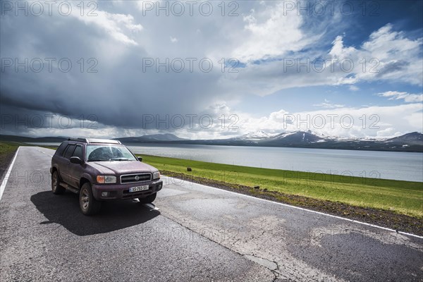 Off-road vehicle on road