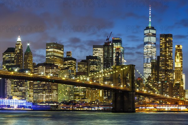 New York City Skyline Night City Manhattan Brooklyn Bridge World Trade Center WTC in New York