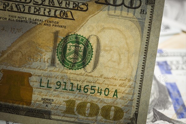 Close up of the watermark on the new U.S. one hundred dollar bill