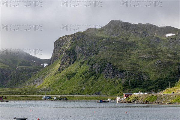 Remote little bay and settlement along the road to the Nordkapp