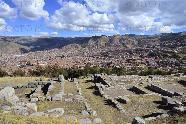 View from the Inca ruins Sacsayhuaman to the city