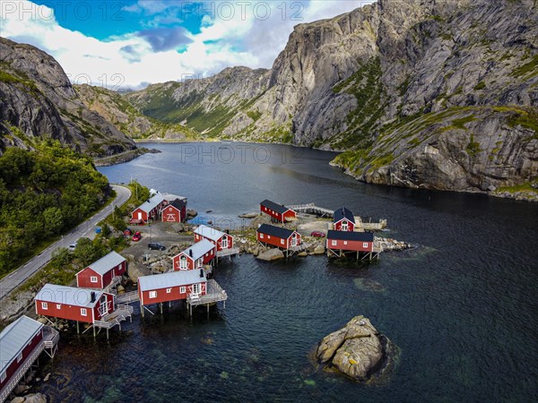 Aerial of the village of Nusfjord