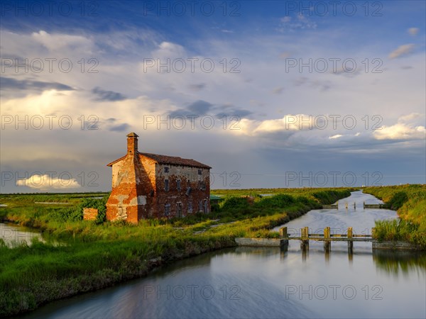 Abandoned stone house in the Venice lagoon