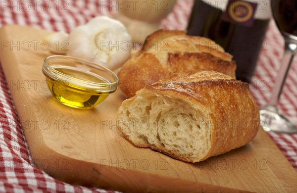 Sourdough bread on cutting board with narrow depth of field