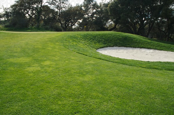 Abstract of golf course bunkers on a spring day