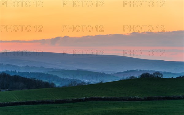 Sunset over Totnes fields