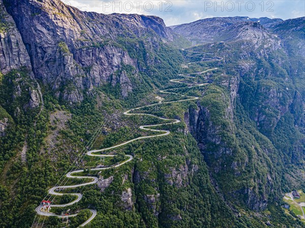 Zigzag road leading down to Lysebodn