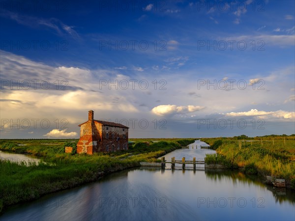 Abandoned stone house in the Venice lagoon