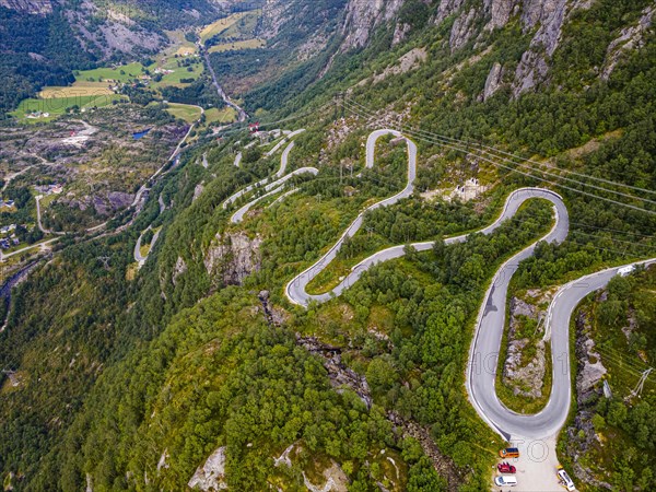 Zigzag road leading down to Lysebodn