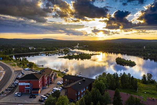 Clouds reflecting at sunset on Lake Inari