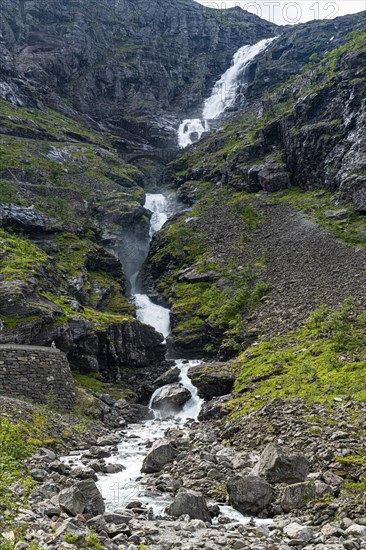 Waterfall along Trollstigen mountain road