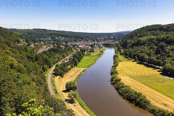 View from the Skywalk on the Weser towards Bad Karlshafen