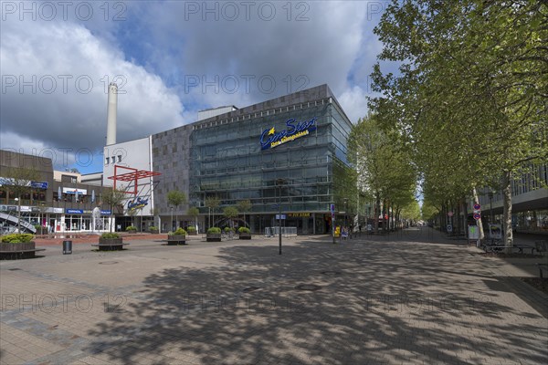 Empty squares and shopping street during the 2021 pandemic