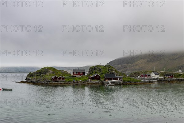 Remote little bay and settlement along the road to the Nordkapp