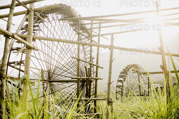 Irrigation of the rice terraces in Pu Luong