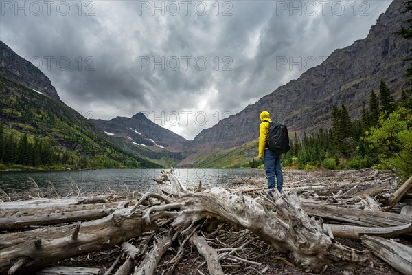 Hikers at Upper Two Medicine Lake