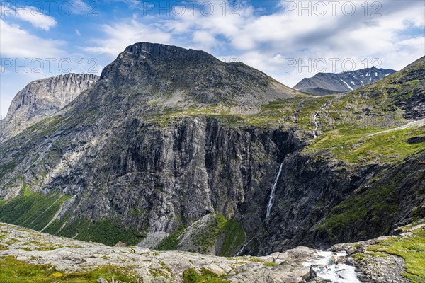 Waterfall along Trollstigen mountain road