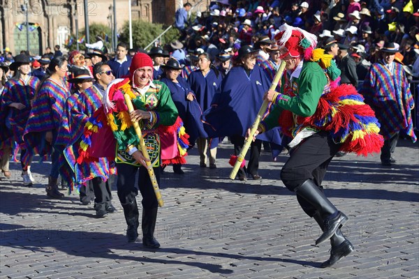 Musician with bamboo flute at the parade on the eve of Inti Raymi