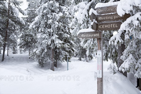 Signage in the ice hotel of Jukkasjaervi