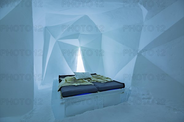 Room artfully decorated from ice