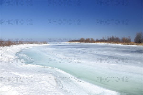 Frozen lagoon in the Saint Lawrence River