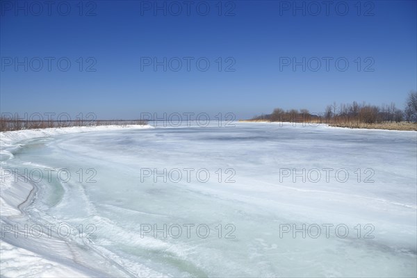 Frozen lagoon in the Saint Lawrence River